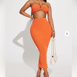 Fashion Nova Vibrant Orange Skirt Set